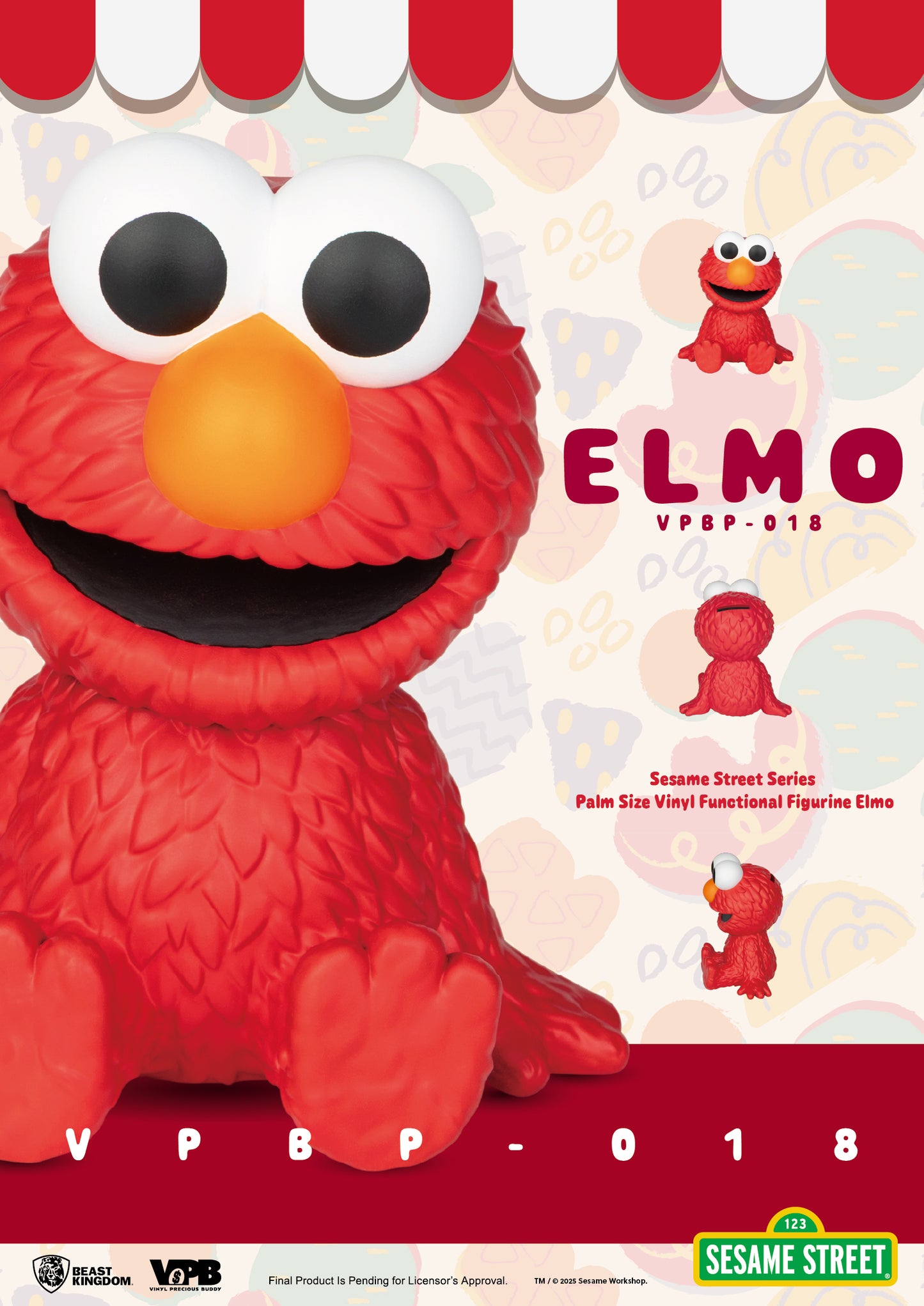 VPBP-018 Sesame Street Series Palm Size Vinyl Functional Figurine : Elmo