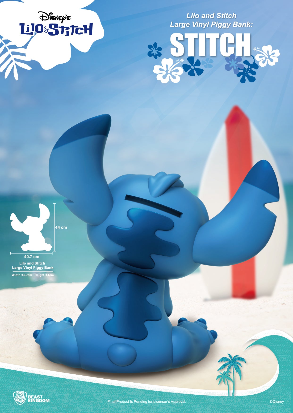 VPB-005-Lilo and Stitch Large Vinyl Piggy Bank: Stitch