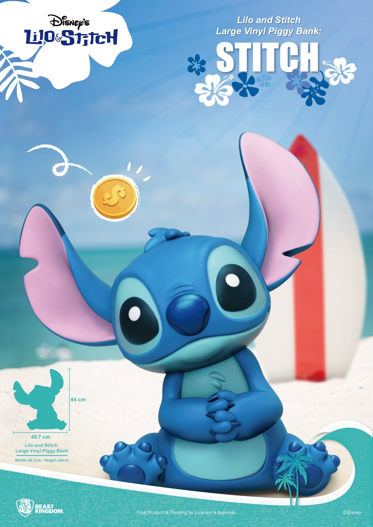 VPB-005-Lilo and Stitch Large Vinyl Piggy Bank: Stitch