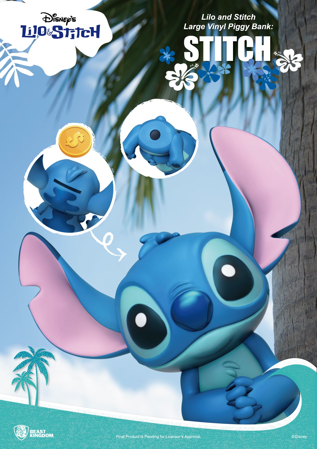 VPB-005-Lilo and Stitch Large Vinyl Piggy Bank: Stitch