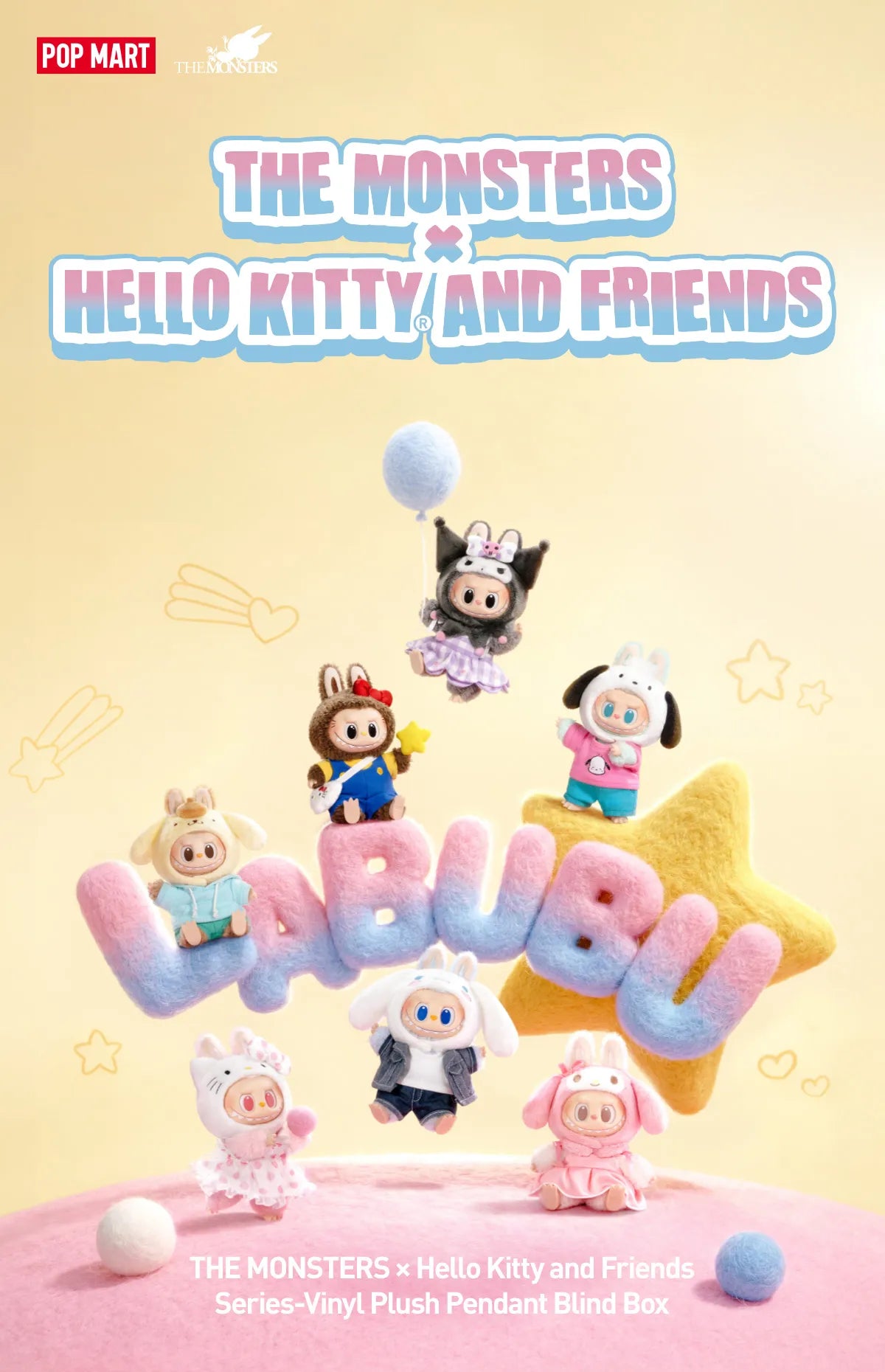 THE MONSTERS X Hello Kitty and Friends Vinyl Plush Pendant Blind Box Series