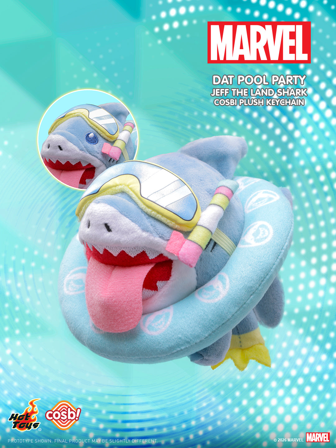 Hot Toys x COSBI Marvel Jeff The Land Shark Plush Keychain Blind Box