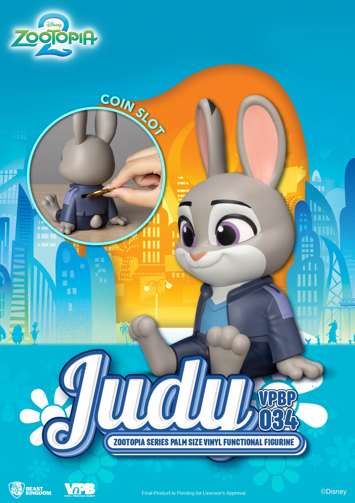 VPBP-034 Zootopia Series Palm Size Vinyl Functional Figurine：Judy