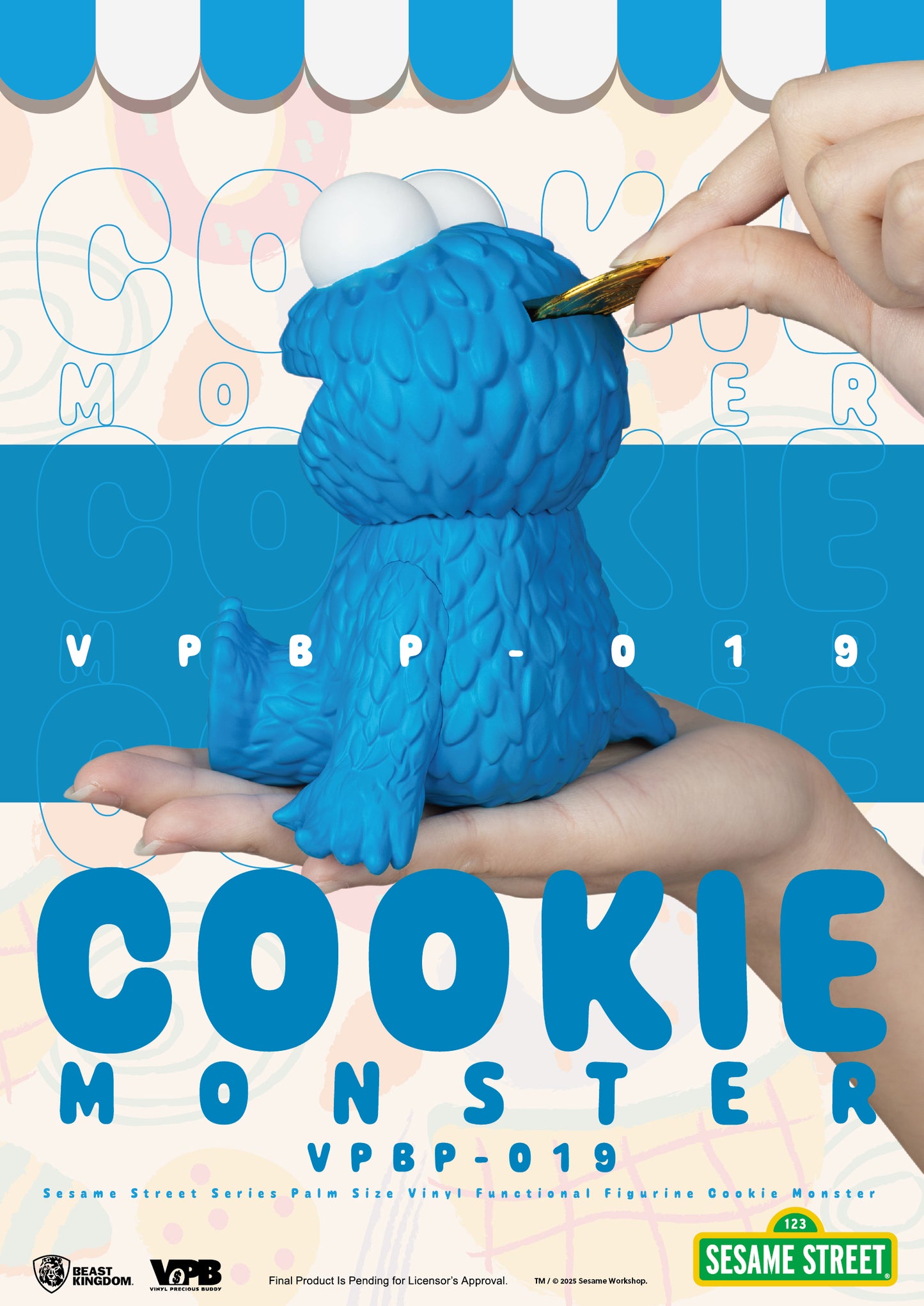 VPBP-019 Sesame Street Series Palm Size Vinyl Functional Figurine : Cookie Monster