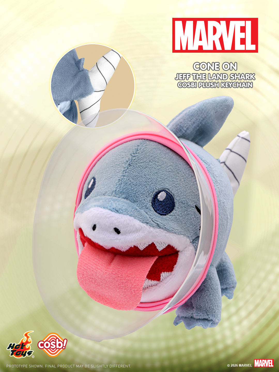 Hot Toys x COSBI Marvel Jeff The Land Shark Plush Keychain Blind Box