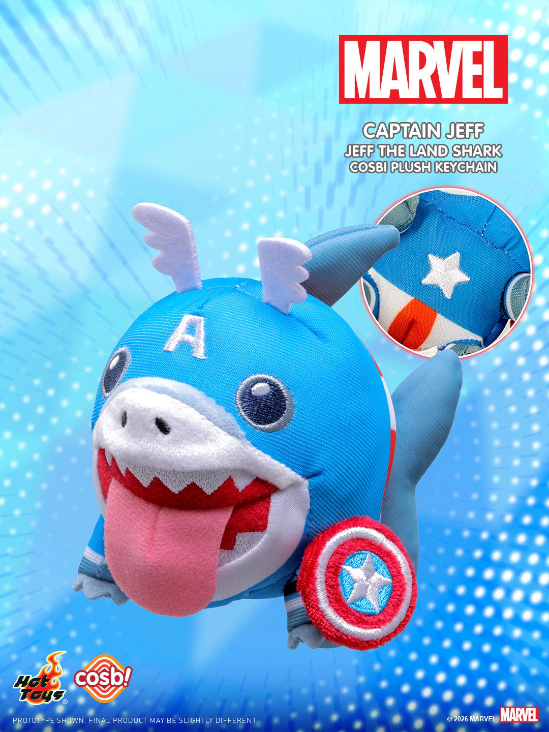 Hot Toys x COSBI Marvel Jeff The Land Shark Plush Keychain Blind Box