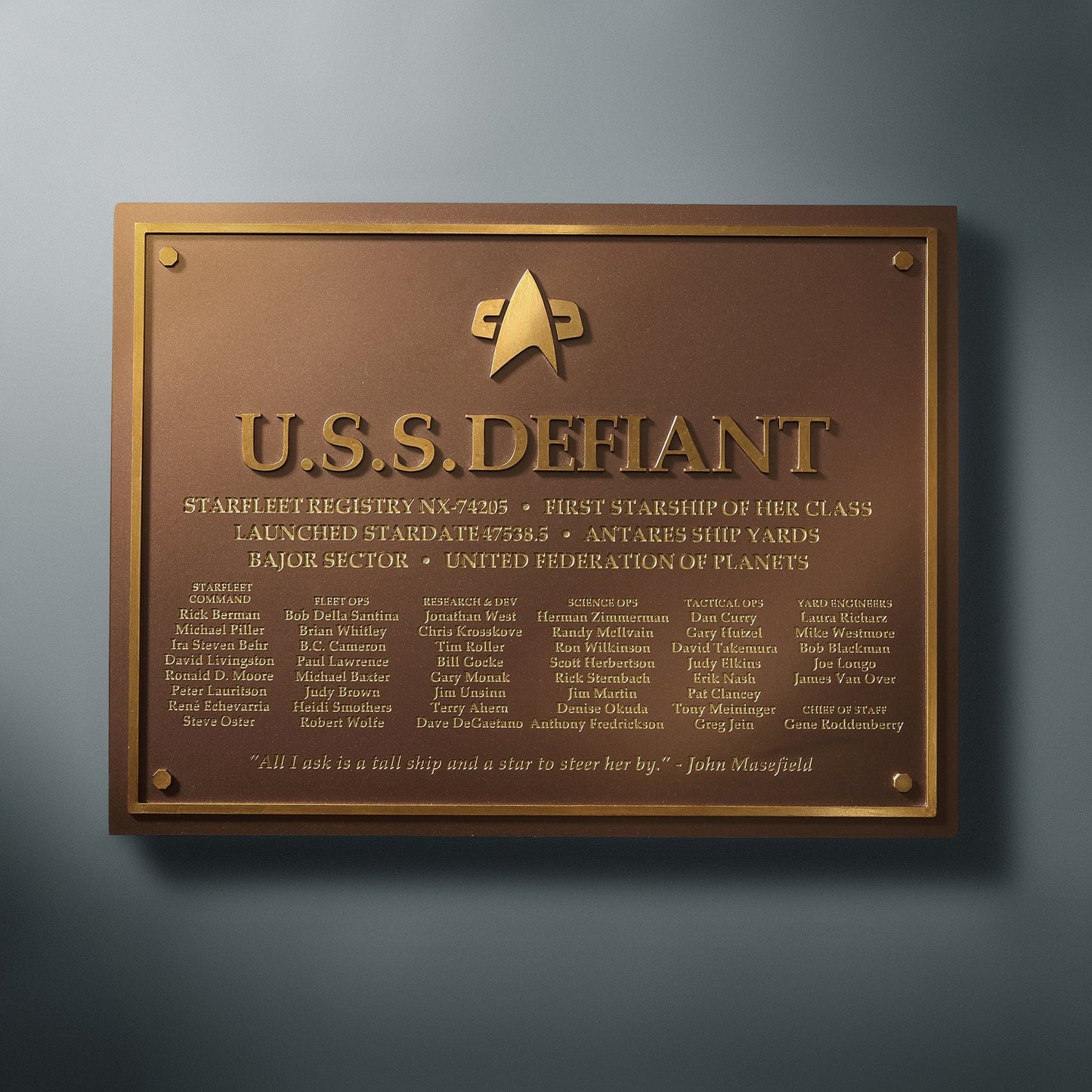 U.S.S Defiant NCC-74202 Dedication Plaque