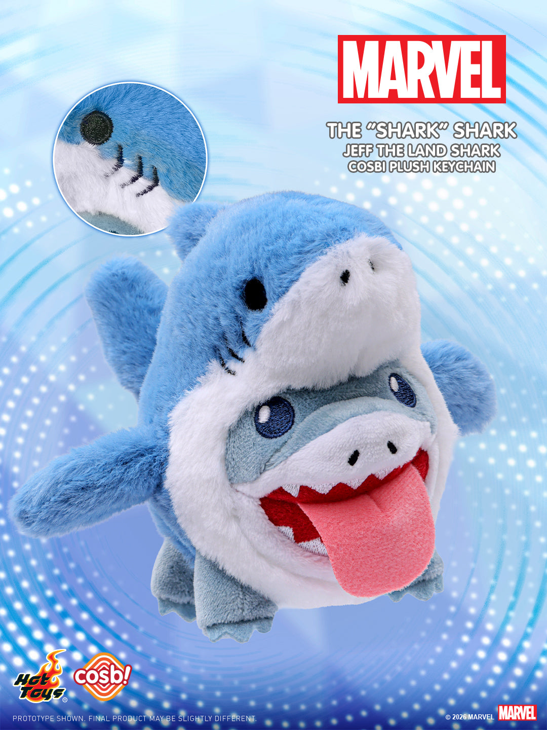 Hot Toys x COSBI Marvel Jeff The Land Shark Plush Keychain Blind Box