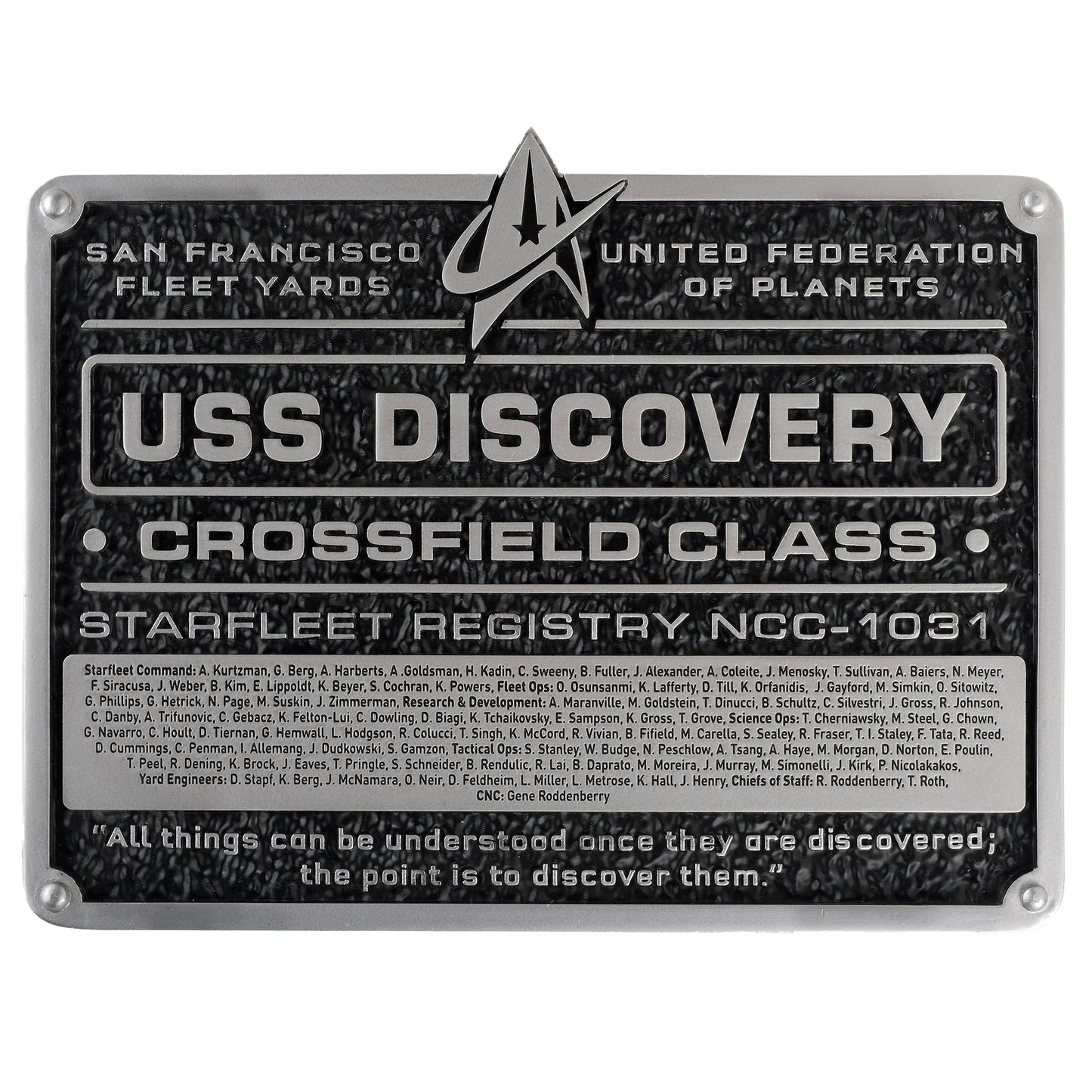 Star-Trek Discovery Dedication Plaque U.S.S Replica