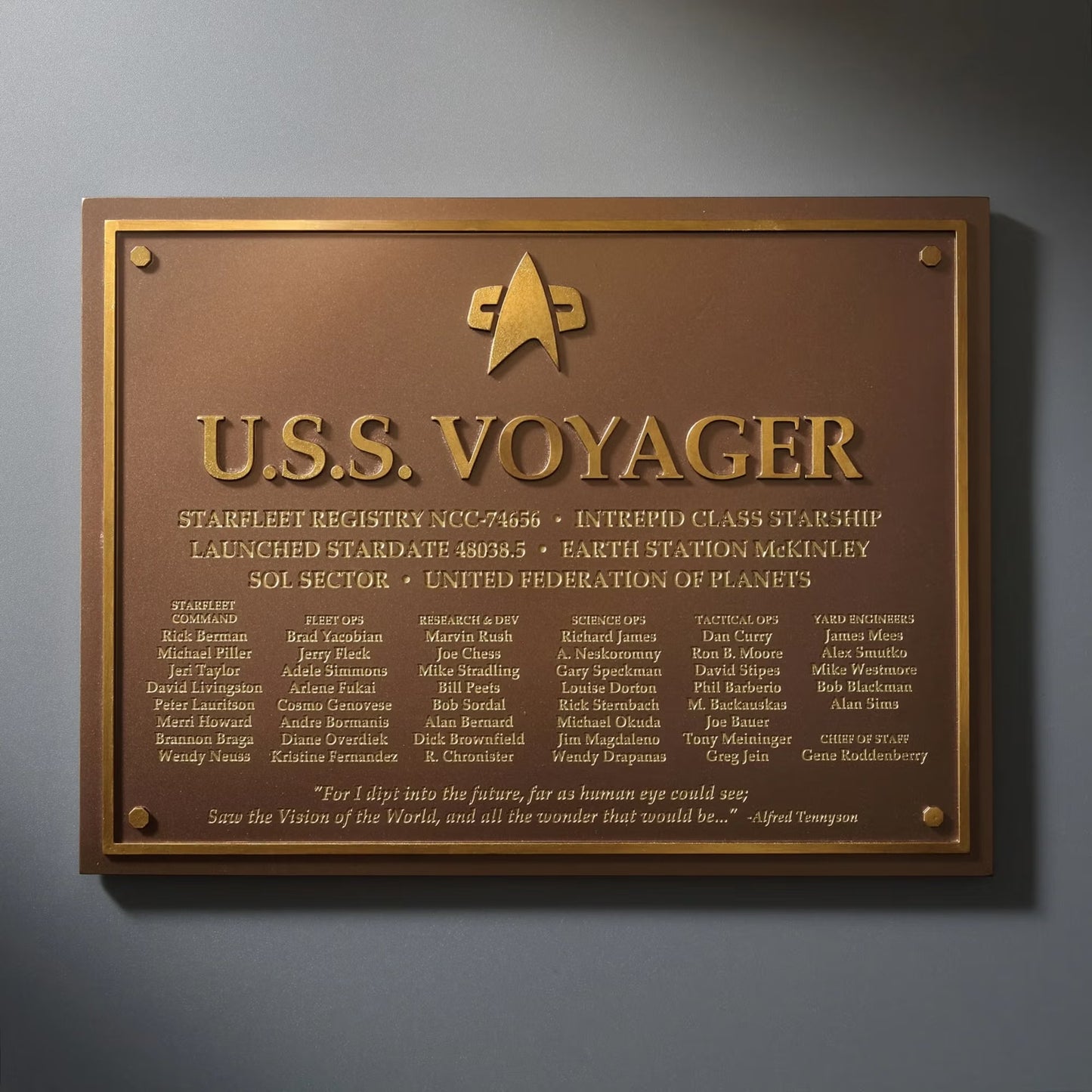 U.S.S Voyager NCC-74656 Dedication Plaque